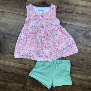 Cynthia Rowley Pink Green Floral Shorts & Shirt